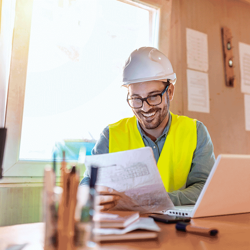 Slideshow of working professionals in various industries.
